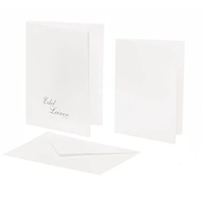 Image of Rössler 2234705002 A6/C6 Linen Embossed Card Set White