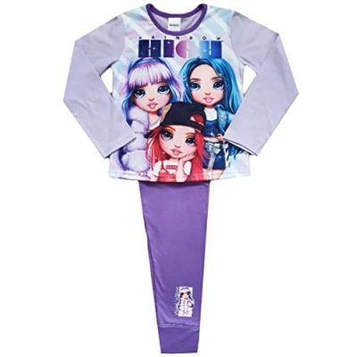 Image of Kids Essentials Girls Rainbow High Pyjamas Character Nightwear (Rainbow Stripe, 4 5 Years)