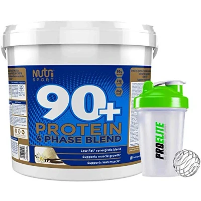 Image of Nutrisport 90+ Plus Protein 5kg / 5000g + Shaker Bottle (Vanilla)