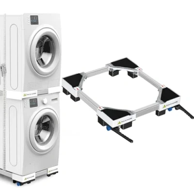 Image of NIUXX Furniture Washing Machine Dolly, Adjustable Refrigerator Moving Roller Wheels, Portable Washer Dryer Fridge Mobile Rolling Base, Compact Stand with Brake