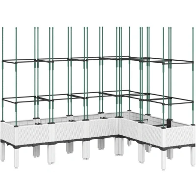 Image of vidaXL Garden Planter with Trellis White 160x120x142.5 cm PP