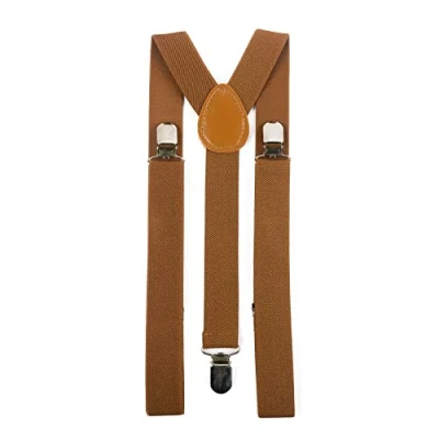 Image of Hat To Socks Mens Womens Adjustable Braces Suspenders with Strong Metal Clips (Light Brown)