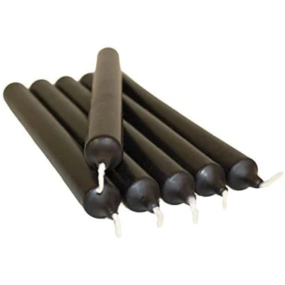 Image of REQUISITE NEEDS Pack of 10 x Colourful Paraffin Wax Dinner Stick Candles (Black)…