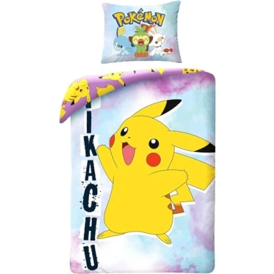 Image of Pokemon Pikachu Bedding Set, 100% Cotton, Duvet Cover 140 x 200 cm + Pillowcase 65 cm, Single Bed