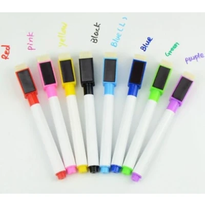 Image of True Face Marker Pens Set Pack of 8 Colour Magnetic White Board Markers with Dry Eraser Easy Wipe Clean Whiteboard ● Bullet Tip Multicolour Pen Assorted