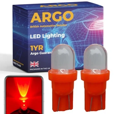 Image of Argo 501 Led Bulbs Xenon Red Car Light Interior Bright Upgrade High Level Third Brake Bulb Map Dome Courtesy 194 168 T10 W5w Side 12v