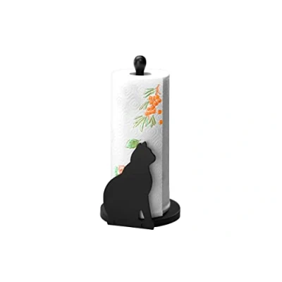 Image of Maximex Paper roll Holder Cat, Wood, Black, 15 x 30 cm