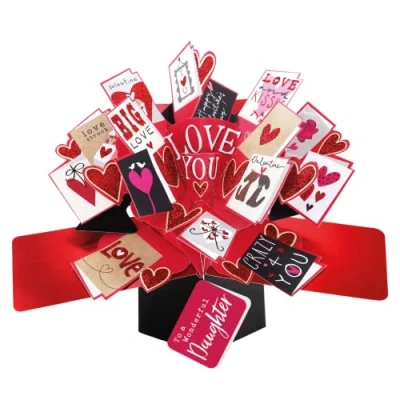 Image of Love You Valentine Wonderful Daughter Valentine&#039;s Pop Up Card 3D Greeting Cards POP032V18