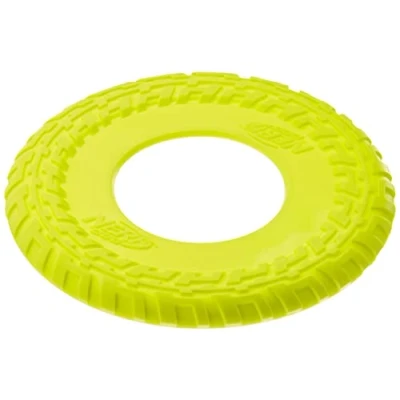 Image of Nerf Dog Profile Flyer Toy Rubber Frisbee Thermoplastic Assorted Colours Blue or Green 30.5 cm Pack of 1