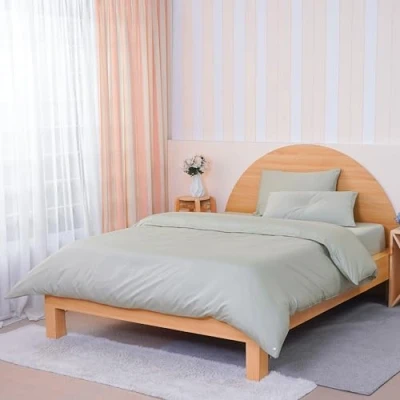 Image of Sheet Story Bamboo Duvet Cover King Size 400 Thread Count Luxuriously Soft and Hypoallergenic (Sage only)