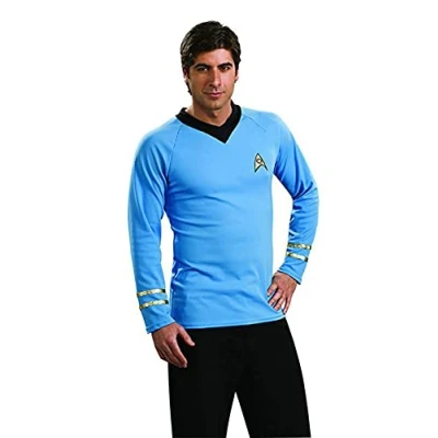 Image of Rubie&#039;s Star Trek Classic Deluxe Blue Shirt Fancy Dress (Large)
