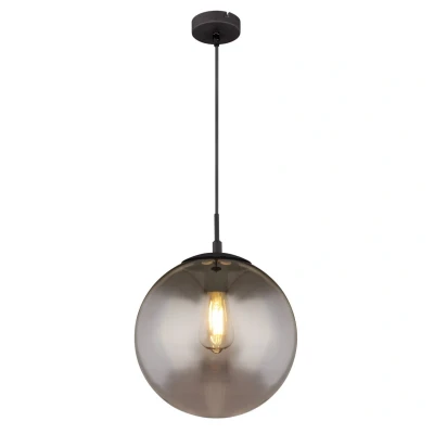 Image of Blama 30cm Globe Pendant Ceiling Light Matt Black Glass Shade 1x E27