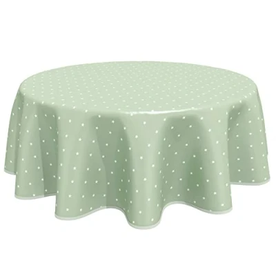 Image of Home Direct Round Oilcloth PVC Wipe Clean Tablecloth Table Cover 140cm 55&quot; Stars Sage Green