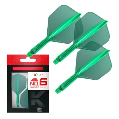 Image of TARGET Darts K Flex Integrated Dart Flight And Shaft, No.6 Green (Short) Pack Of 3 No 6, Precision Moulded 2 In 1 Flights Stem Professional Accessories