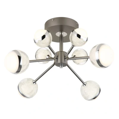 Image of Untsy Multi Arm Semi Flush Ceiling Lamp Titanium Color Brushed 8x LED Dimmable 2700 6000K Remote Control