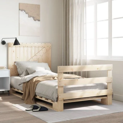 Image of Vidaxl Bed Frame without Mattress with Headboard 100x200 cm Solid Wood