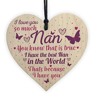 Image of RED OCEAN Nan Gifts For Granny Grandma Wooden Heart Sign Birthday Christmas Xmas THANK YOU