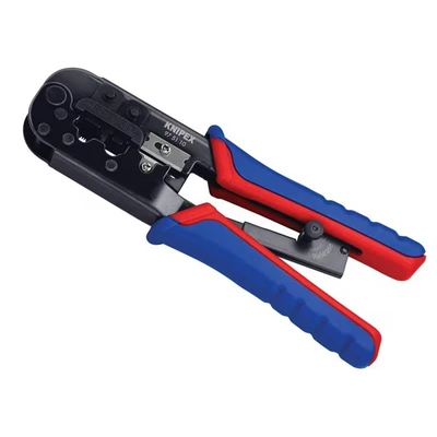 Image of Knipex Crimping Pliers for Western plugs burnished, with multi component grips 190 mm (self service card/blister) 97 51 10 SB