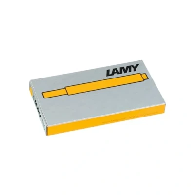 Image of Lamy T10 ink cartridge with large supply capacity cartridges in mango fountain pen models 1 pack