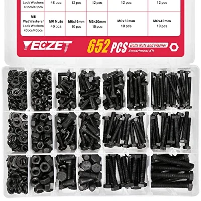 Image of YEEZET 652PCS Grade 8.8 M4 M5 M6 Heavy Duty Bolts and Nuts Assortment Kit Includes 13 Most Common Sizes