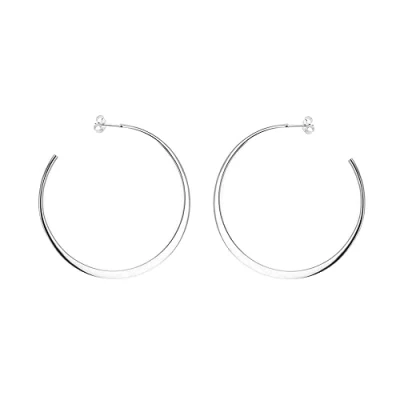 Image of Tuscany Silver Women&#039;s Sterling Rhodium Plated 55 mm Flat Graduated Hoop Earrings