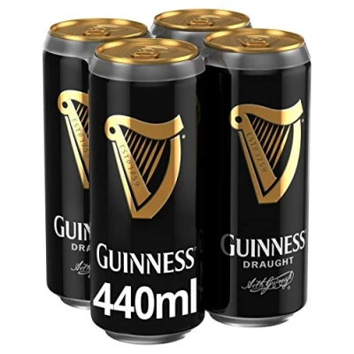 Image of Guinness Draught Stout Beer 4.1% vol 4 x 440ml Cans Iconic Rich Smooth Head &amp; Sweetness of Malt Balanced with Hops Ideal Served Chilled in a Glass