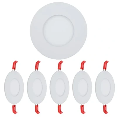 Image of TEKLED LED Round Recessed Ceiling Light Flat Panel Ultra Slim 85mm Downlight 3W 200LM for Home Kitchen Office Shop Industrial Use 5700K Daylight 5 Pack [Energy Class G]