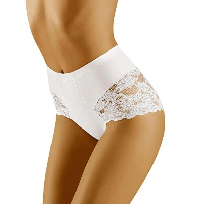 Image of Wolbar Women&#039;s Sexy Shapewear Briefs Lace Panties High Waist WB184, White,M