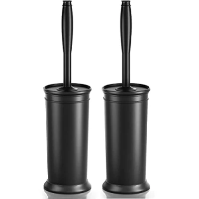 Image of Toilet Brush and Holder 2 Pack, Bowl with Extra Long Handle, Scrubber Covered Holder, Brushes for Bathroom Space Saving, Brush, Durable, Deep Cleaning(Black)