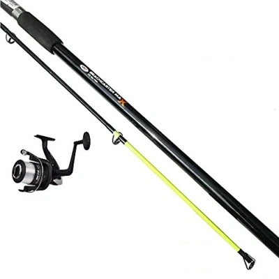 Image of BEACHCASTER MAX 12FT 2PC ROD &amp; SHAKESPEARE BEACH REEL WITH LINE SEA FISHING