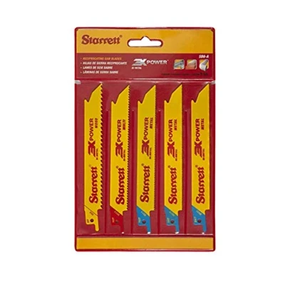 Image of Starrett Bi METAL Reciprocating Saw Blades Assortment Pack SB6 A WOOD, and MULTI USE CUTTING (5 Blades)