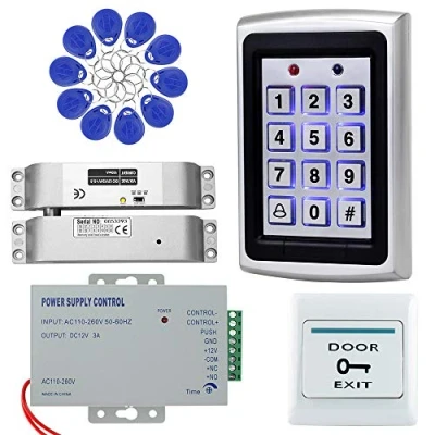 Image of OBO HANDS Full Home Access Control System Kit Set Metal 1000 Users Keypad +DC 12V Electric Drop Lock+12V 3A Power Supply+ Door Exit Button + 10pcs RFID Blue 125KHz Keyfobs (with Lock)