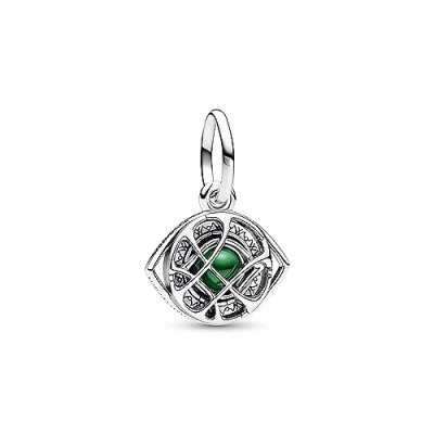 Image of Marvel Doctor Strange Agamotto eye sterling silver dangle with royal green crystal