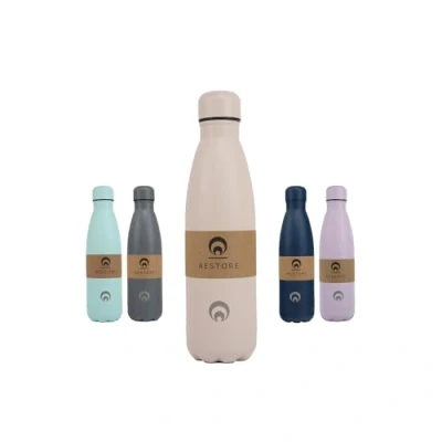 Image of Restore Stainless Steel Water Bottle, Roam Reusable Leakproof BPA Free Flask, Vacuum Insulated Multi Colour Selection Metal Travel Bottle for Hot/Cold Beverages (Taupe, 500ml)