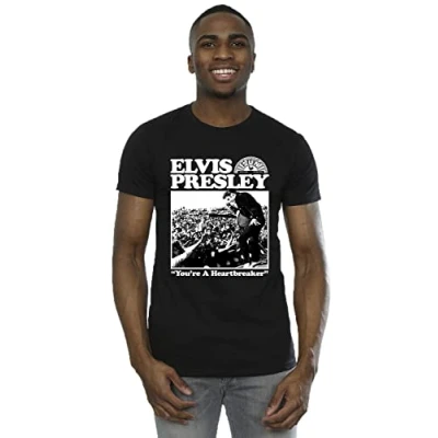 Image of Absolute Cult Elvis Men&#039;s A Heartbreaker T Shirt Black Large