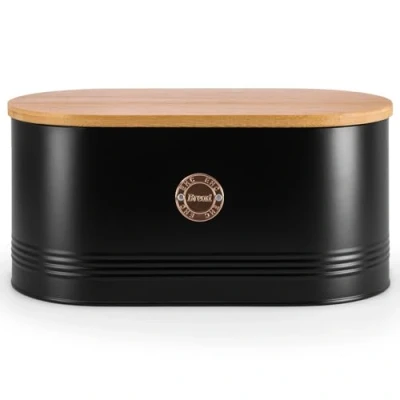 Image of EHC Bread Bins for Kitchen, Box with lid, Kitchen Storage Bin, Container, Black, 34 x 18 16 cm