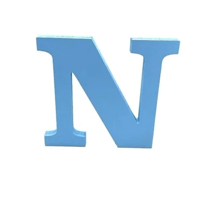 Image of Blue Wooden MDF Letter N Size 8cm Tall Free Standing Letters for Arts &amp; Crafts Personalized Name Decor