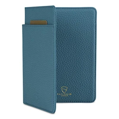 Image of Vaultskin Kensington Leather Passport Wallet with RFID Protection (Matt Turquoise)