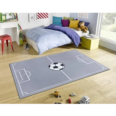 Image of Hanse Home Adventures Children&#039;s Football Rug, Short Pile Boys and Girls, Play Mat, Modern Pitch Rug for Room, Playroom 80 x 150 cm, Mouse