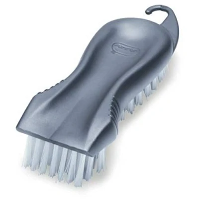 Image of Addis 319186 Everyday Essentials Plastic Floor Stiff Scrub Brush with Scrapper, Metallic Silver