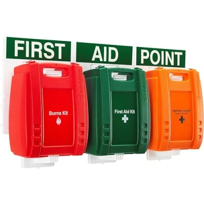 Image of Safety First Aid Group British Standard Compliant Evolution Aid, Burns and Bleed Control Point Comprehensive Wall Mountable Kits Suitable for Severe Injuries