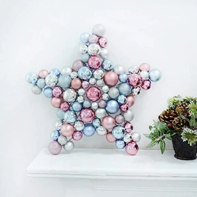 Image of Mr Crimbo Christmas Bauble Star Decoration Xmas Ornament 33cm Silver/Blue/Rose