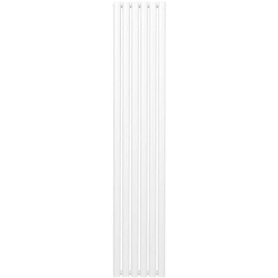 Image of Oval Column Radiator 1800mm x 360mm Modern Designer Double Panel Central Heating Heater Gloss White Carbon Steel Vertical Kitchen Living Room Bathroom FREE Cleaning Brush Fixing Kit &amp; Brackets
