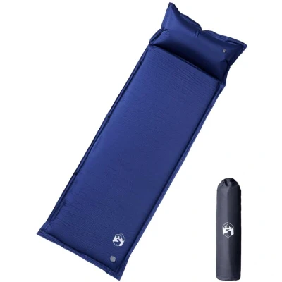 Image of Vidaxl Self Inflating Camping Mattress with Pillow 1 Person Navy Blue