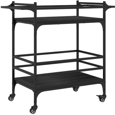 Image of vidaXL Kitchen Trolley Black 82x40x78.5 cm Engineered Wood