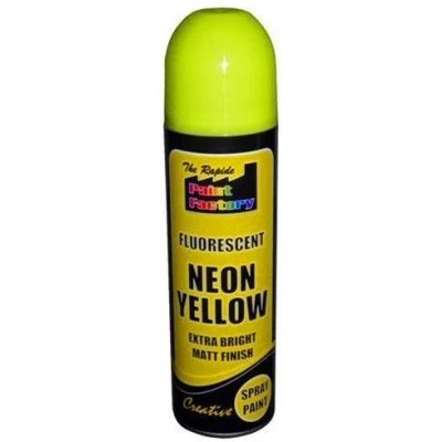 Image of 1 x YELLOW Fluorescent Neon Spray Paint Matt DIY Interior Exterior Bright Colour Aerosol