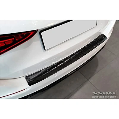 Image of Avisa Black Stainless Steel Rear bumper protector compatible with Mercedes C Class W206 Kombi 2021 &#039;Ribs&#039;