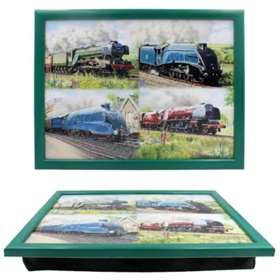 Image of Tamersgifts Cushioned Laptrays Lap Tray TV Dinner Bean Bag Padded Cushion Gift (Classic Trains Laptray)