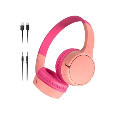 Image of BELKIN SoundForm Mini AUD002BTPKV3 Wireless Bluetooth Kids Headphones Pink, Pink