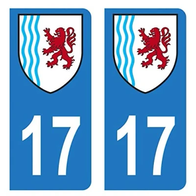 Image of HADEXIA Self Adhesive Number Plate Registration Stickers for Car Region 17 Charente Maritime Logo Nouvelle Aquitaine